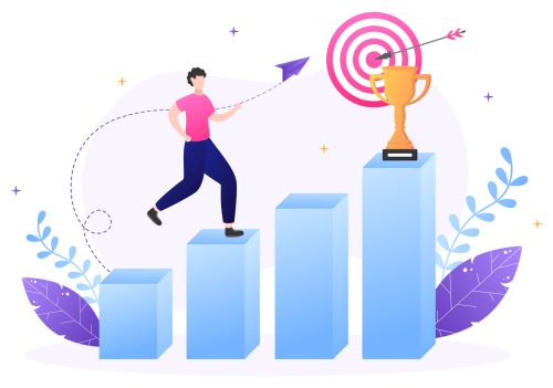 Startup Target of Business Development Process, Innovation Product, Launch, Shoot Arrows and Goal Achievement in Flat Vector Illustration